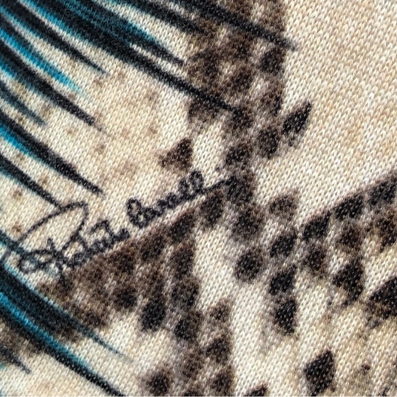 ⭐️ROBERTO CAVALLI⭐️Animal Snake Print Cashmere Silk Sweater Designer Blouse XS - Picture 12 of 15